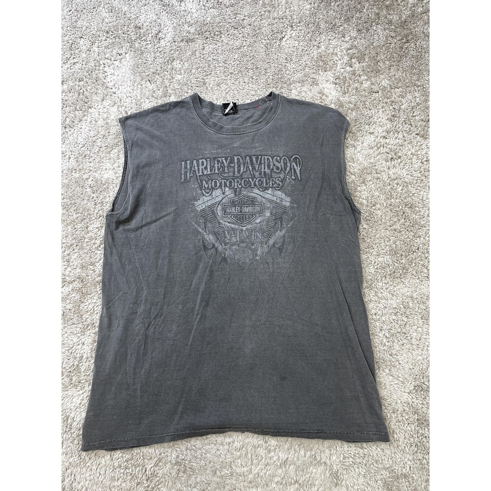 Harley-Davidson Shirt Mens 2XL Gray Sleeveless Cutoff 2019 Route 66 St Louis